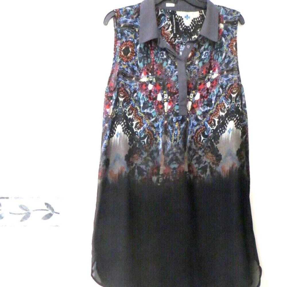 SALE  W118 By Walter Baker Black print Sleeveless Tunic  Top